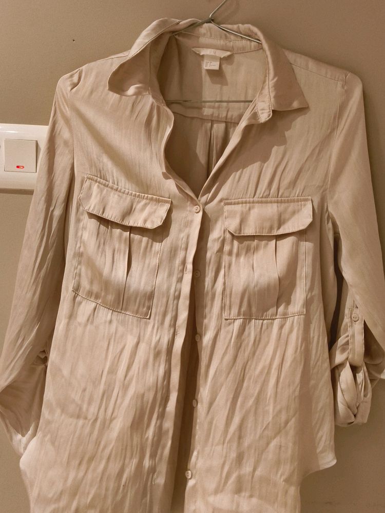 H&M Champagne Colour Satin Shirt