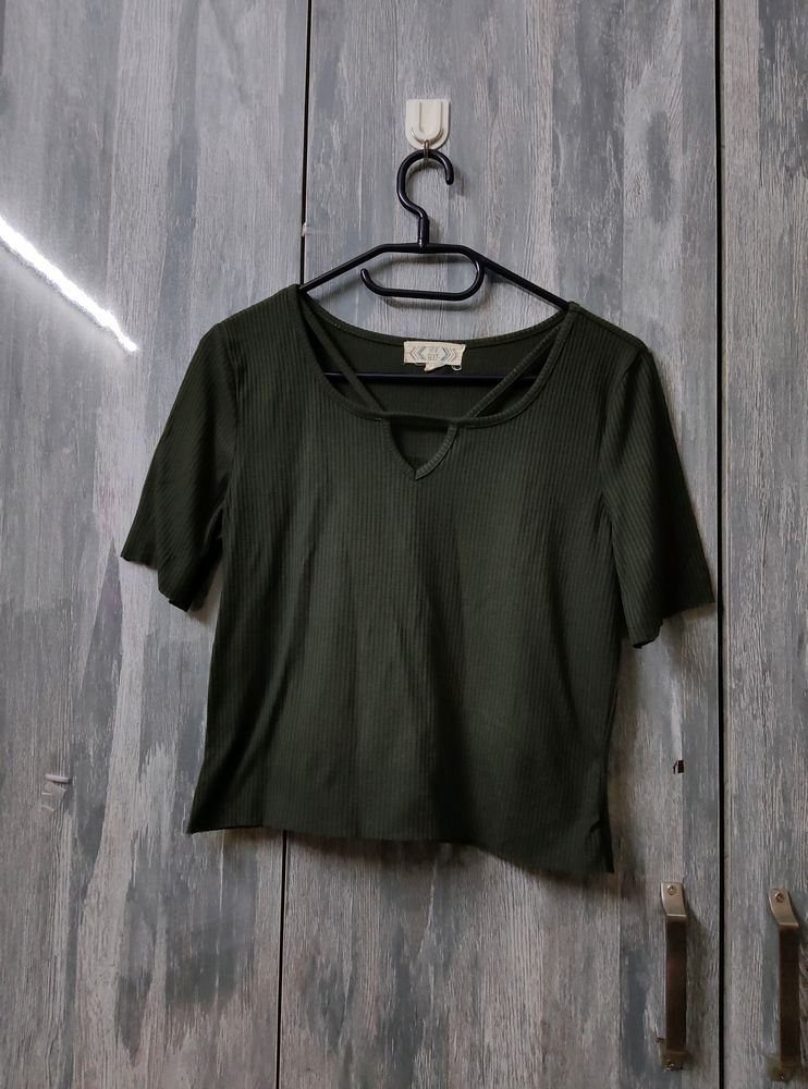 Dark Olive Coloured Crop Top