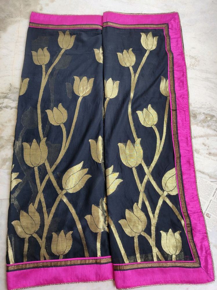 Pure Georgette Saree With Lace Border