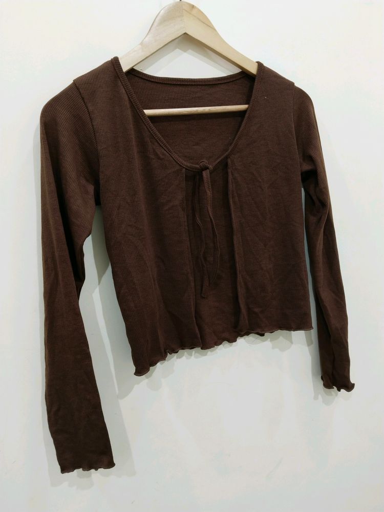 Brown  Knitted Shrug For Women Size M