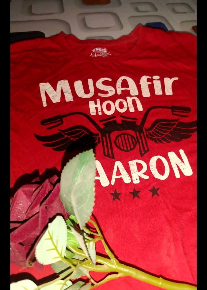 Red Casual Printed Tshirt