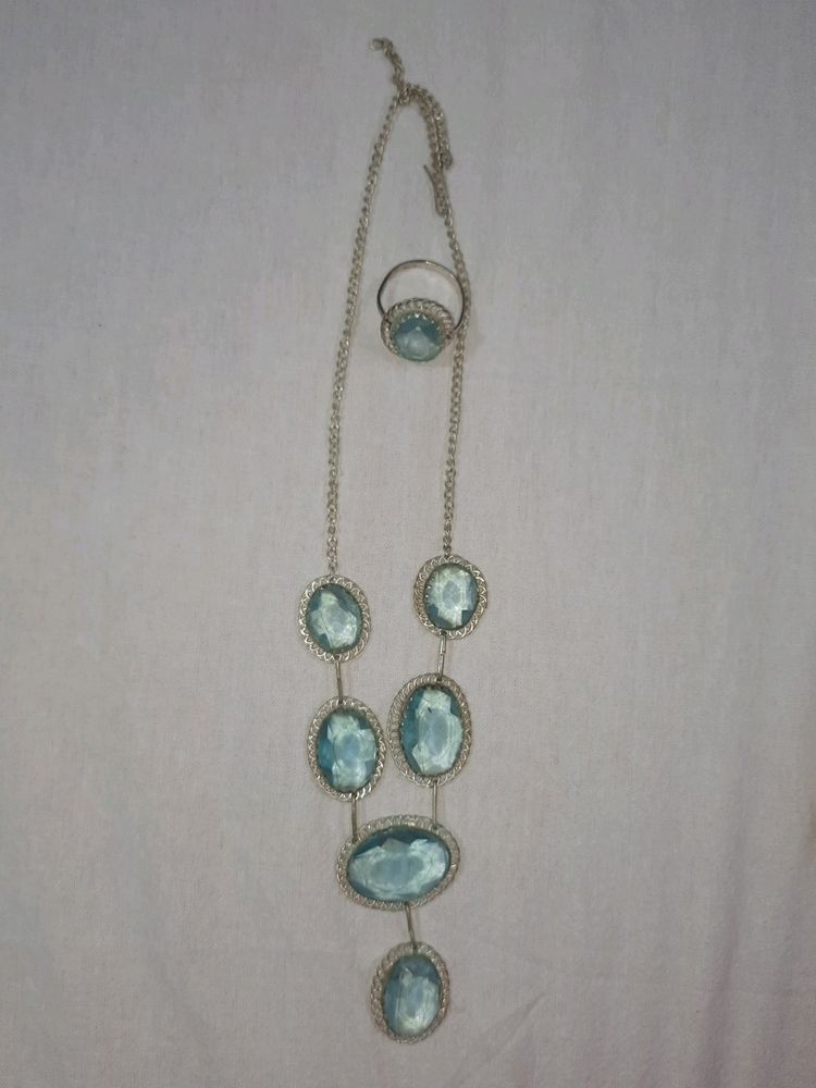 Blue Neclace With Ring