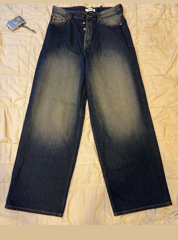 Vintage reverse front dirty mud dyed jeans