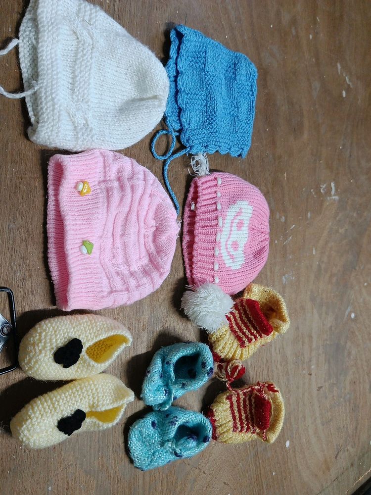 4 Winter Caps Nd 3 Pair Of Booties