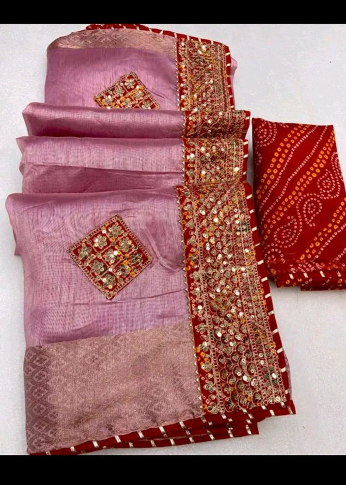 New Cotton Silk Zari Border Saree With Blouse Piec