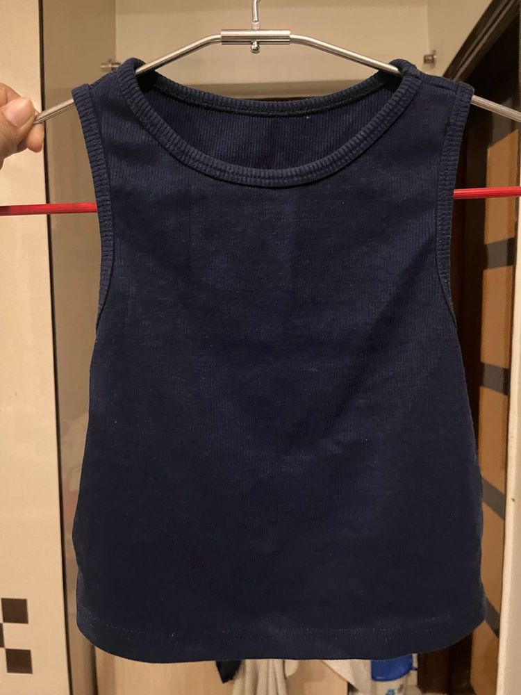 Ribbed Blue Tank Top