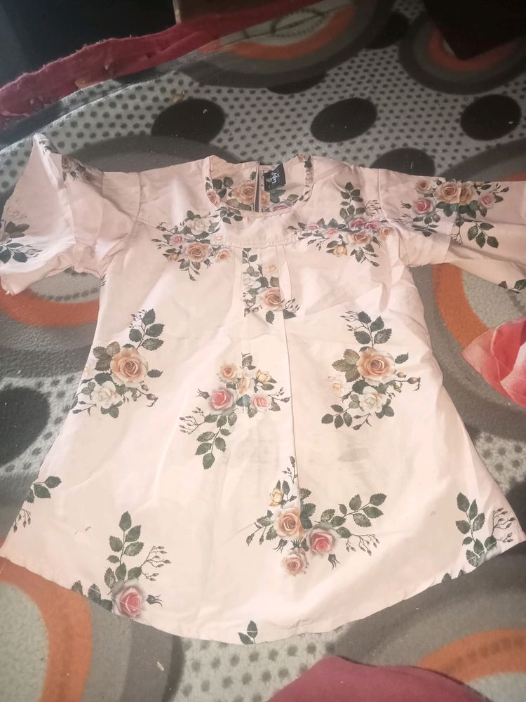 Flower Print Top For Girls