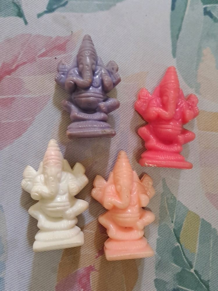 Small colourful Plastic Ganesha (Set Of 4).