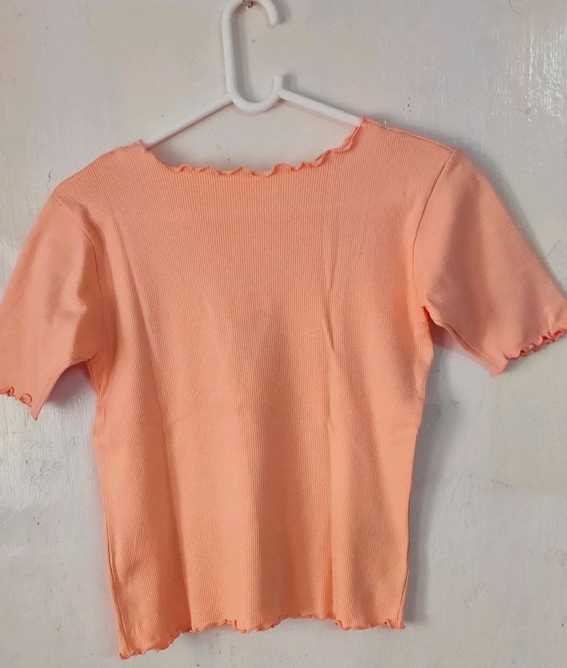 Baby Peach Ribbed Crop Top