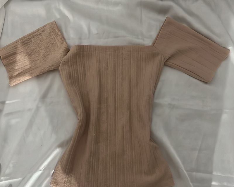 Square nude imported top