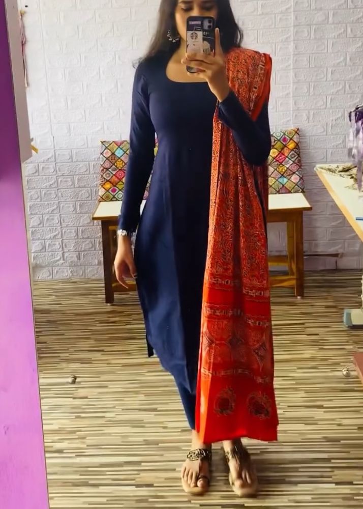 Pure handloom Navy blue kurti