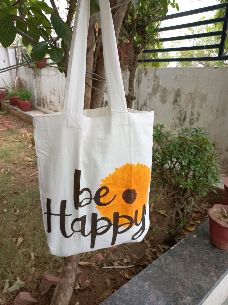 Be Happy Sunflower Tote Bag