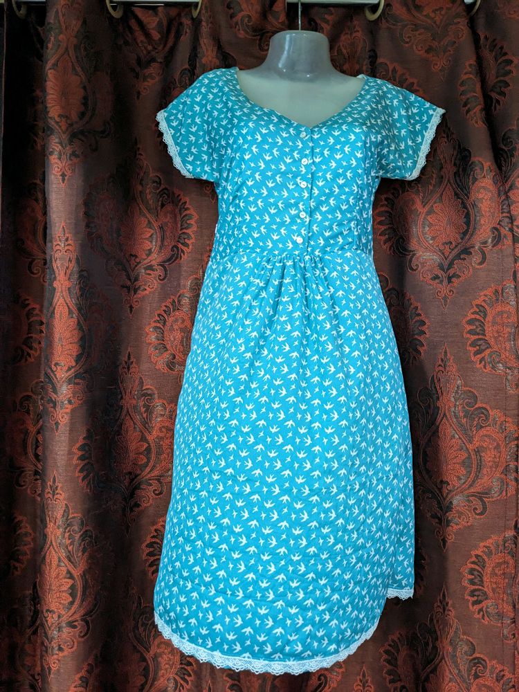 BLUE BIRD PRINT DRESS