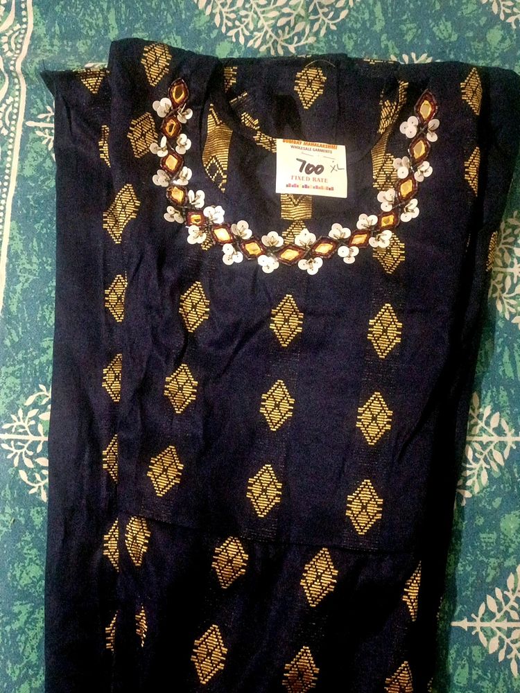 New Navy Blue anarkali Kurta Size XL