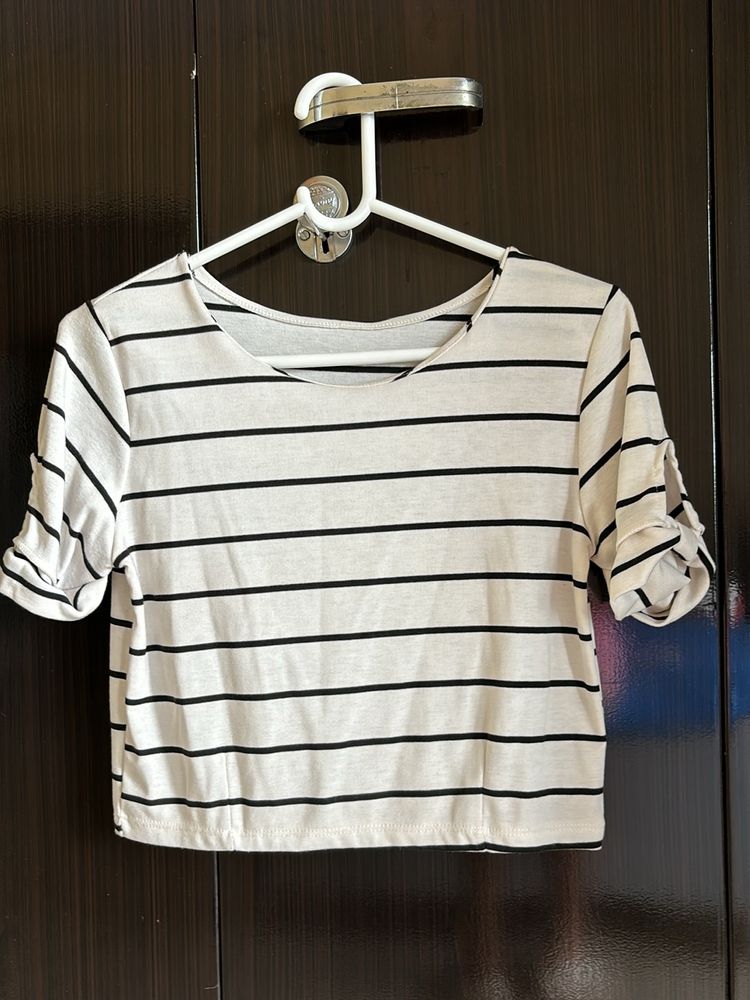 White And Black Stripped Top