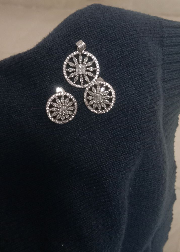 Pure Silver Pendent & earrings