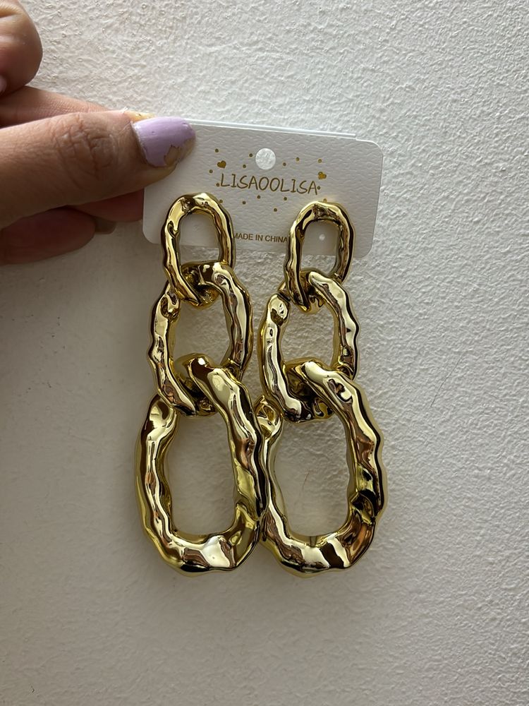 Gold Wringly Layered Statement Earrings