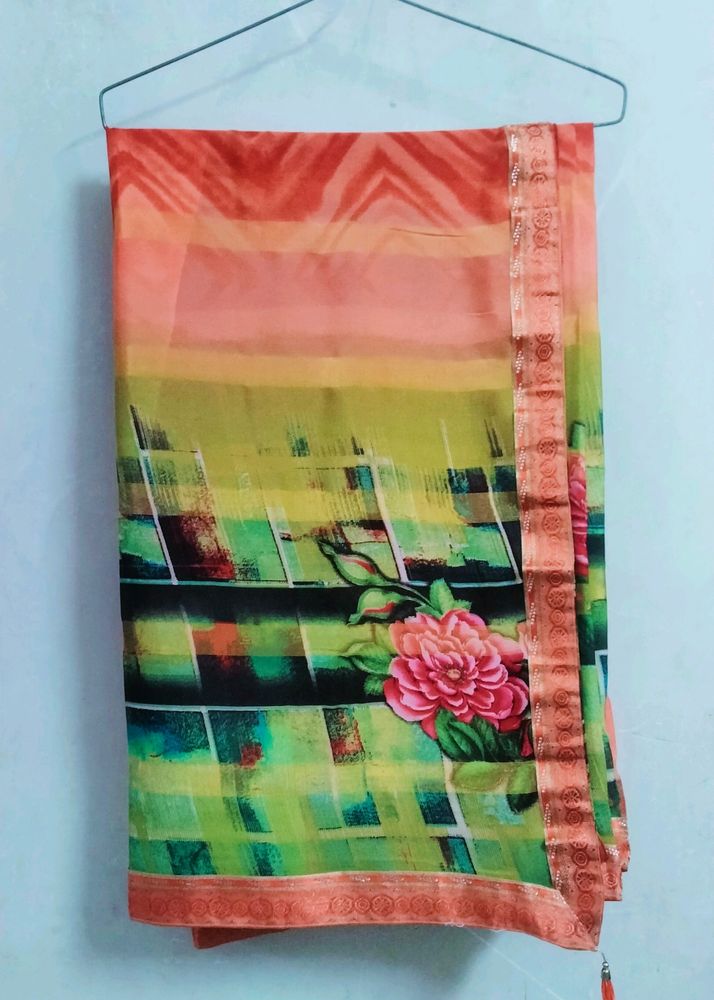 Flower Printed Saree 💜🌸