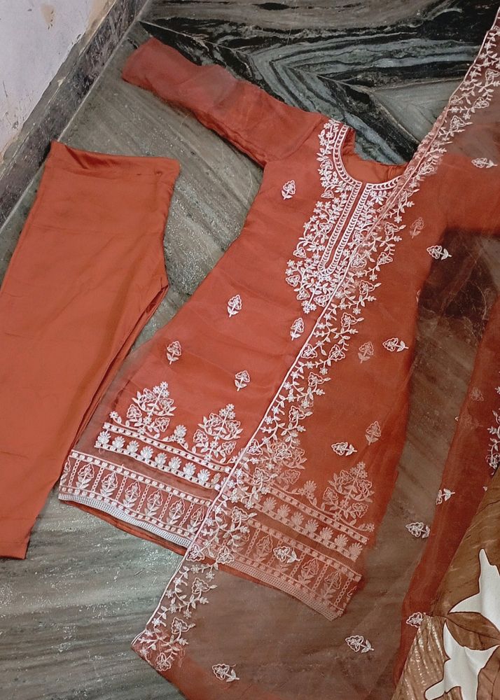 New Stitched Pakistani Suit (Organza Fabric)