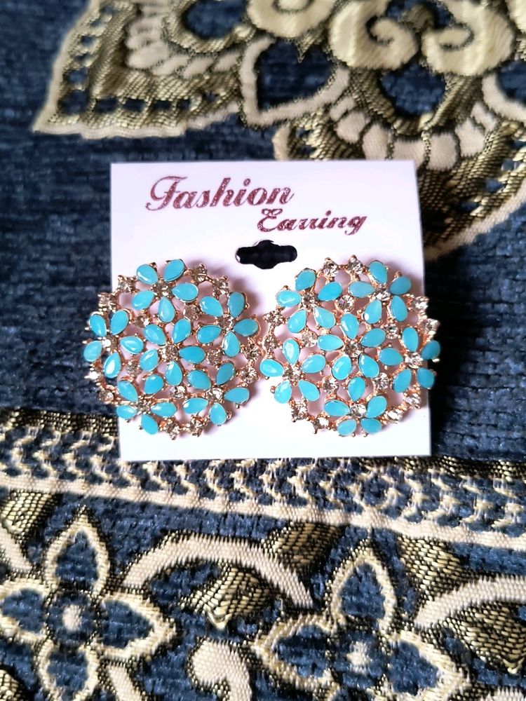 Beautiful Metal Earrings Studded With Stone