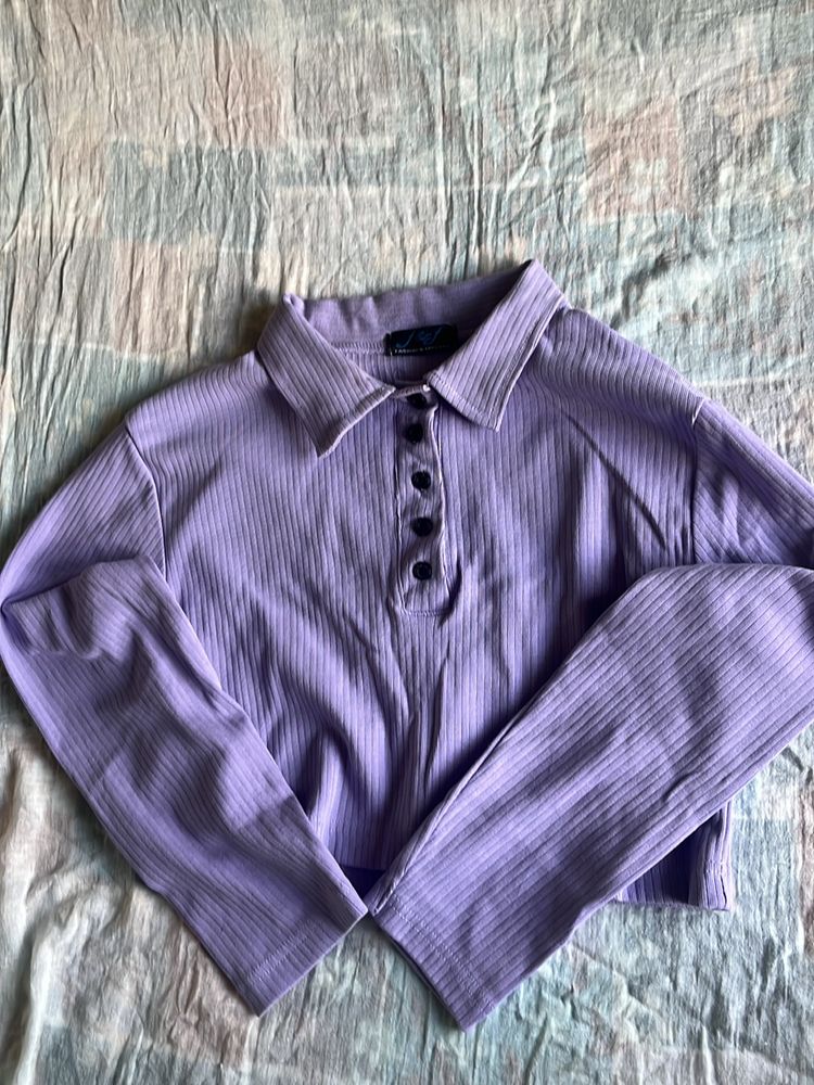 lavender crop full sleeves top