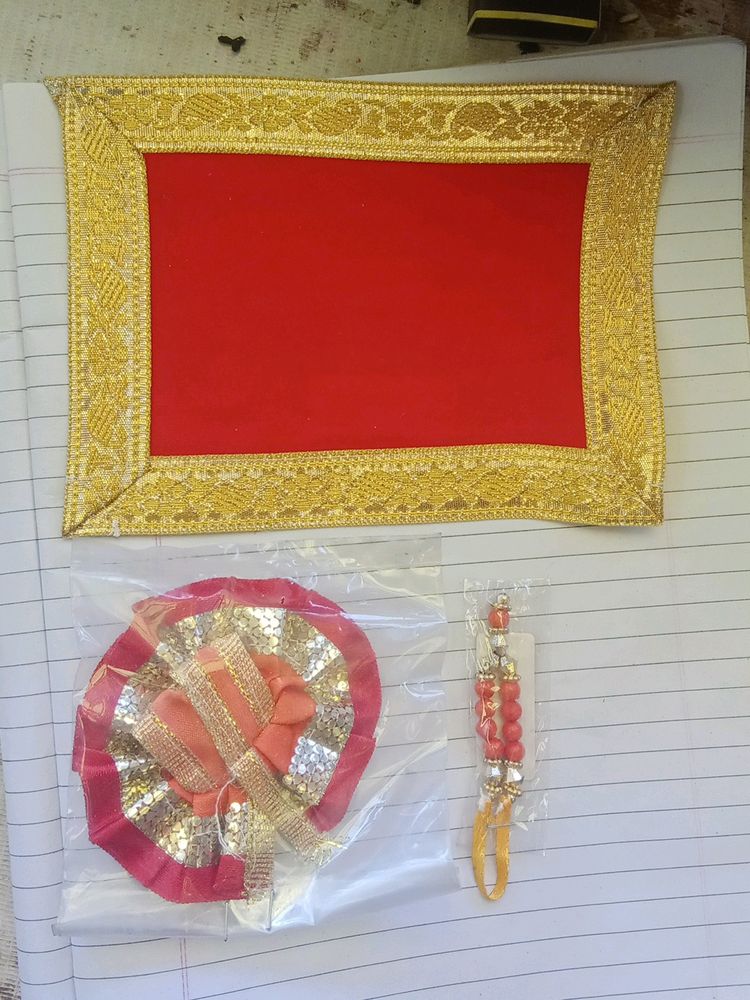 Little Krishna Dress , Asahn Clothes And Moti Mala