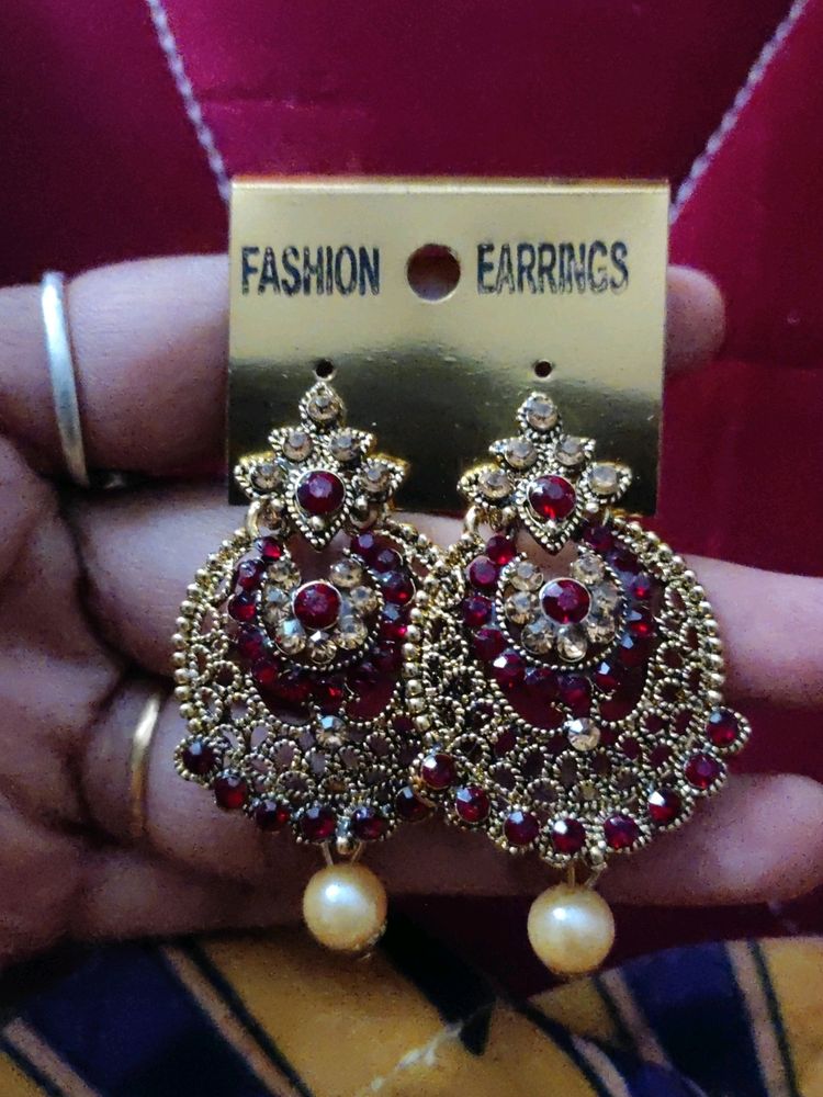 Maroon Colour Party Wear Earrings