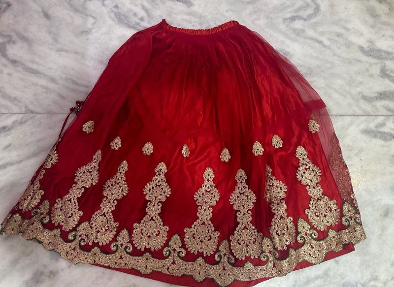 Red Color Stitched Lehenga