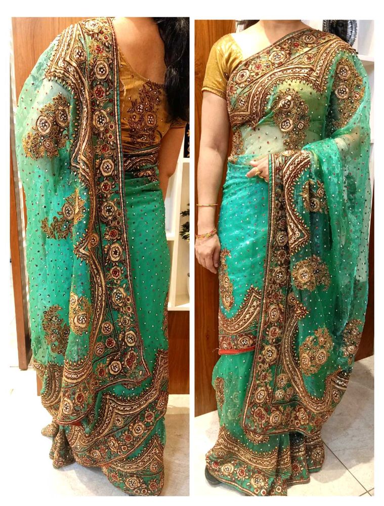 🔥💚Women Wedding Wear Tissue Saree 💚🔥