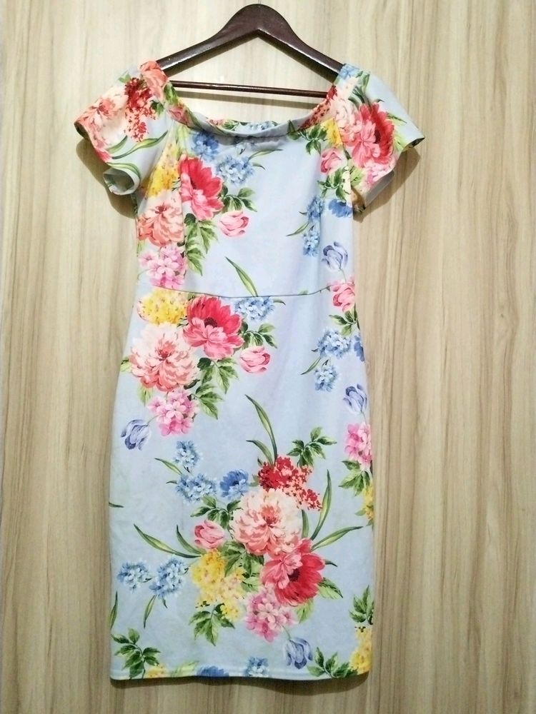 Primark Fitted Floral Midi Dress For Womens