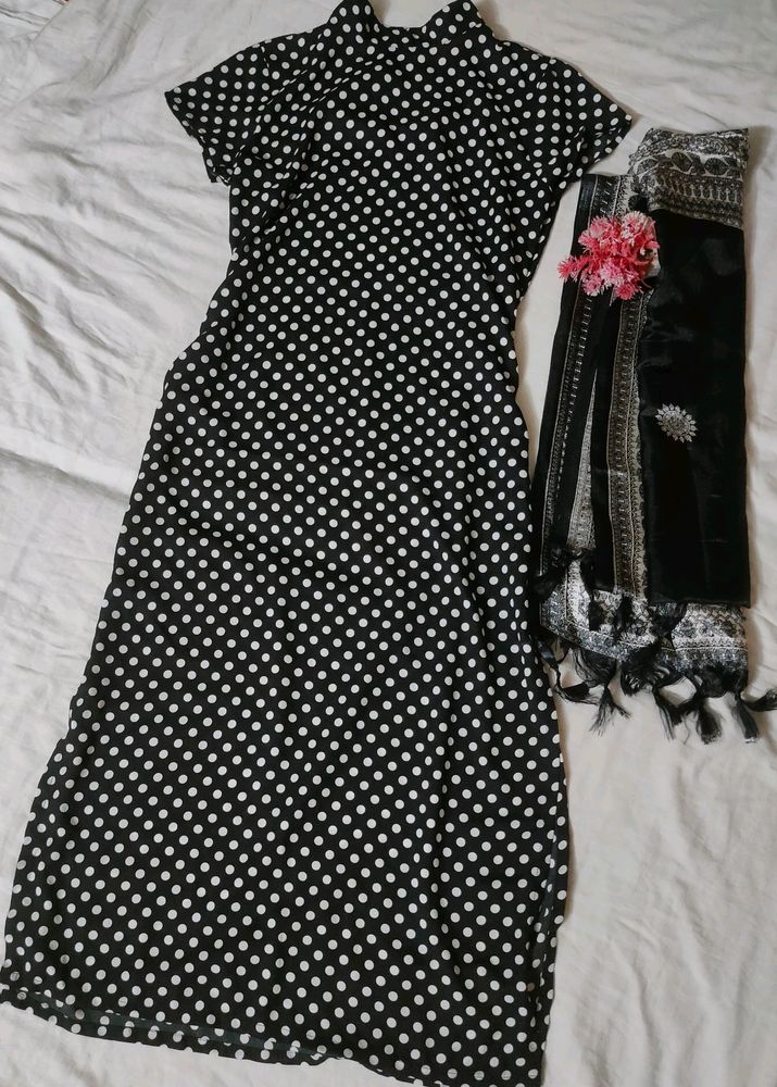 Black Polka Dot Kurta 🌺