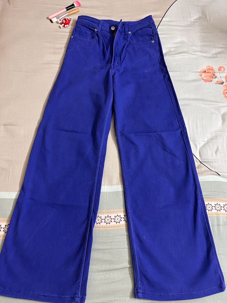 H&M Electric Blue - Wide Leg Twill Trousers