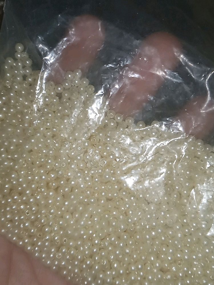 Small White Goldenish Beads Around 200