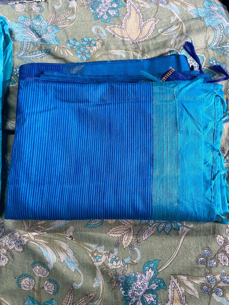 Unused Cotton Saree( Designer) With Blouse