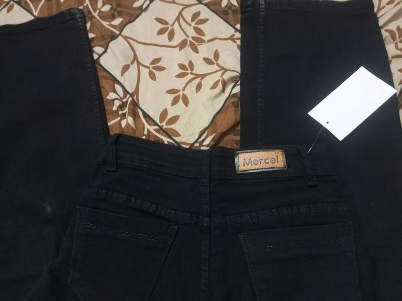 High Waist Straight Mercel Denim Jeans Black /-