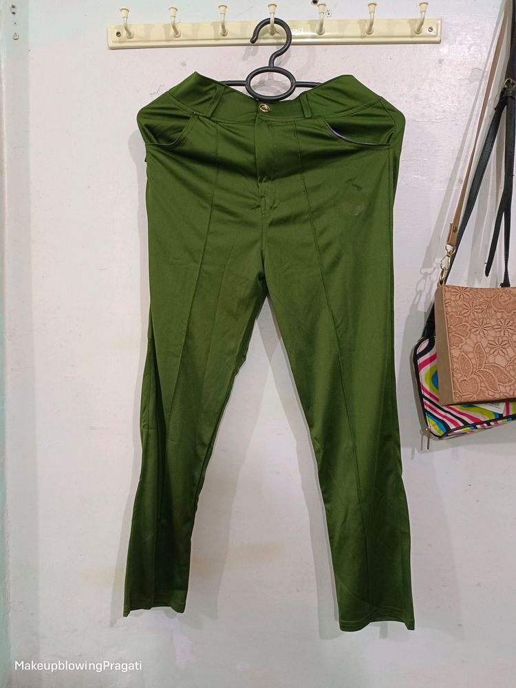 Olive Trousers Straight Fit