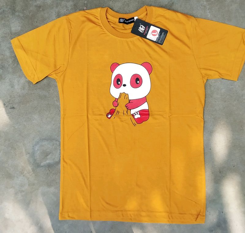 Brand New Yellow Cotton Graphic Printed T-shirt