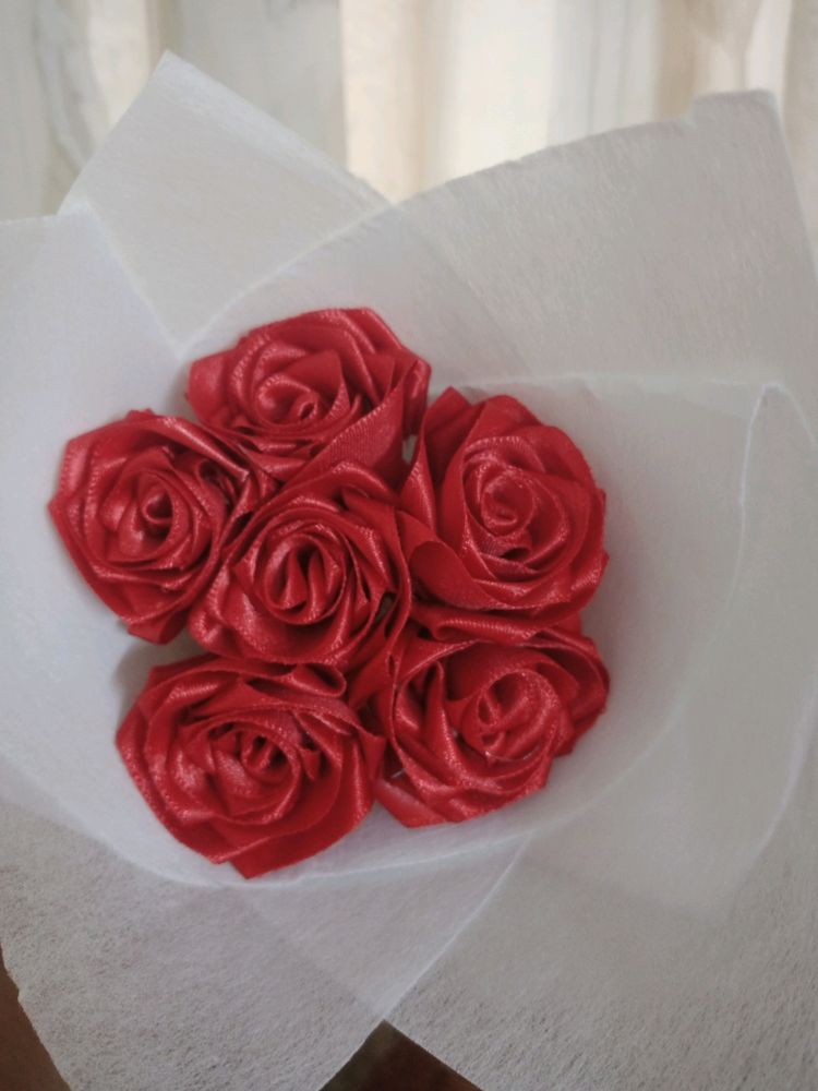 6 Satin Red Rose Bouquet