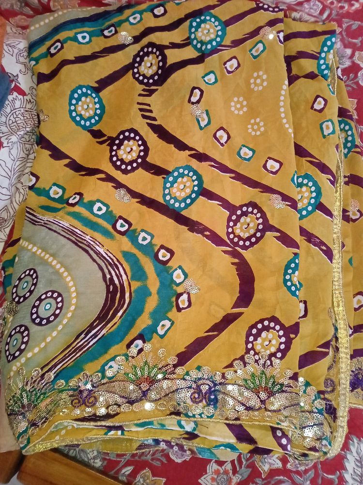 Multi Color Bhandhani Saree