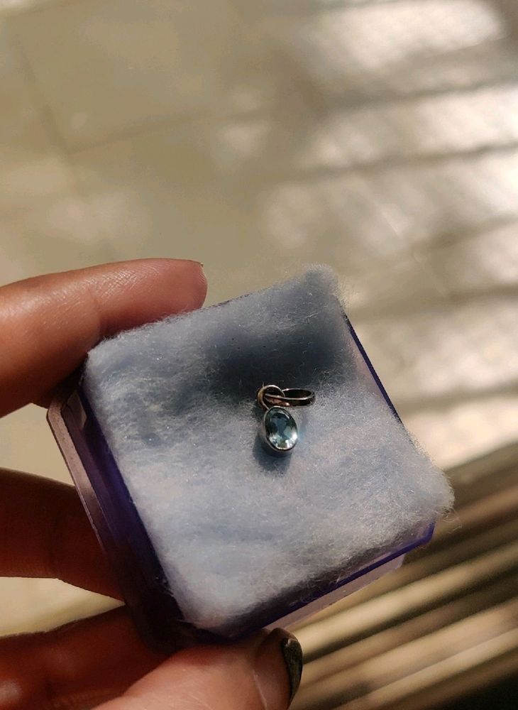 Blue Topaz pure silver pendant