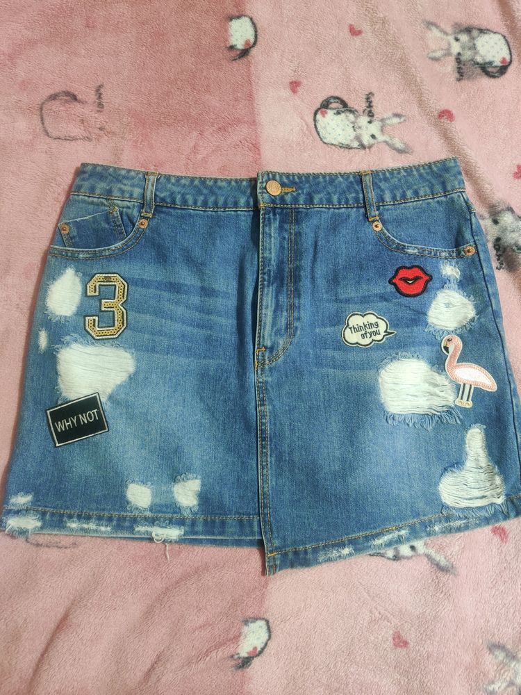 Denim Skirt, Size:32( PRICE DROP)