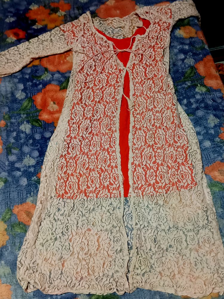 Rose Pattern Design With Red Inner Gowns