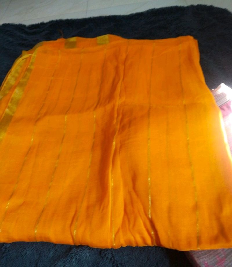 Bright Dark Yellow Saree