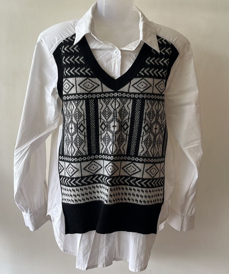 Korean Combined Shirt Sweater