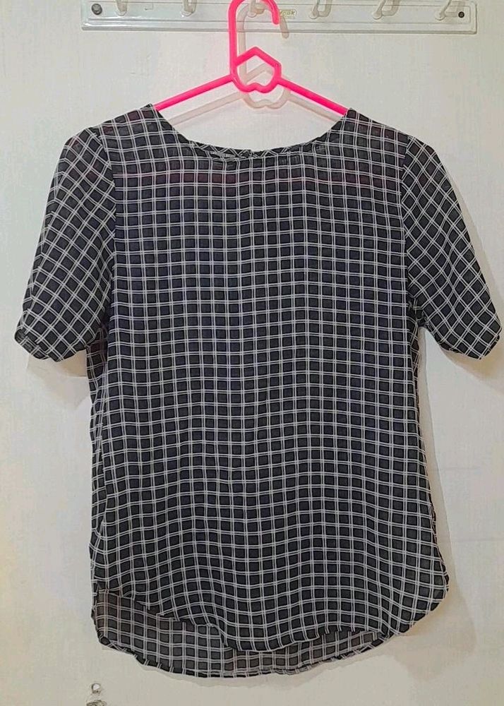 Allen Solly Black Top With Dull White Chex