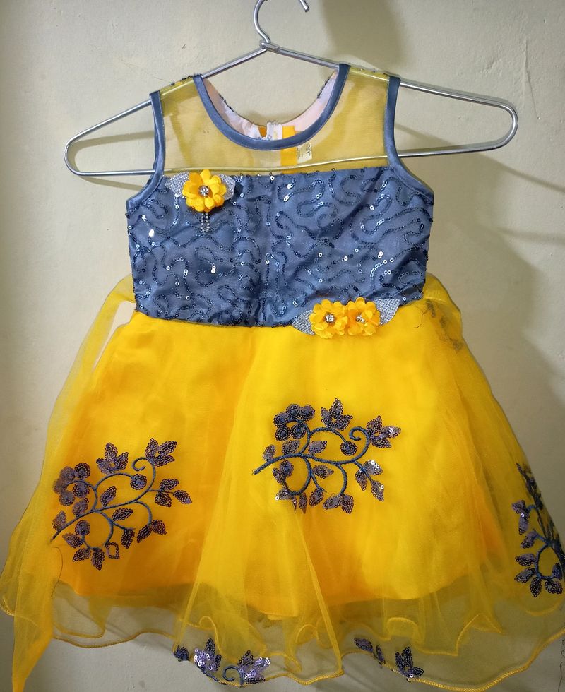 Girls Yellow Cute Frock