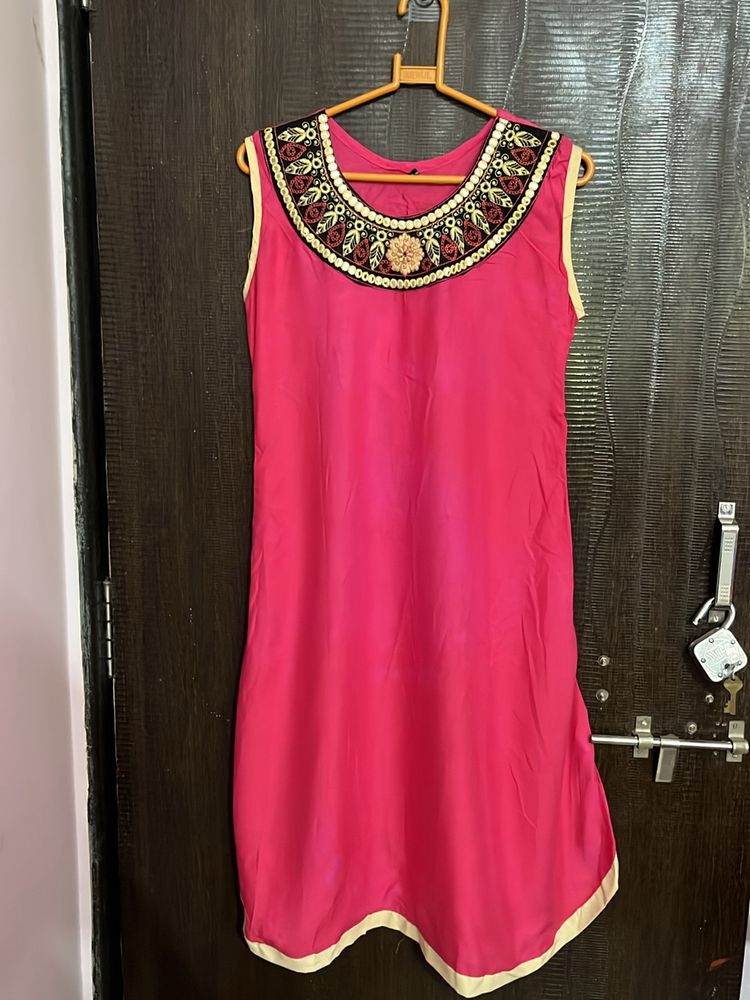 Pink A Line Kurta Size L