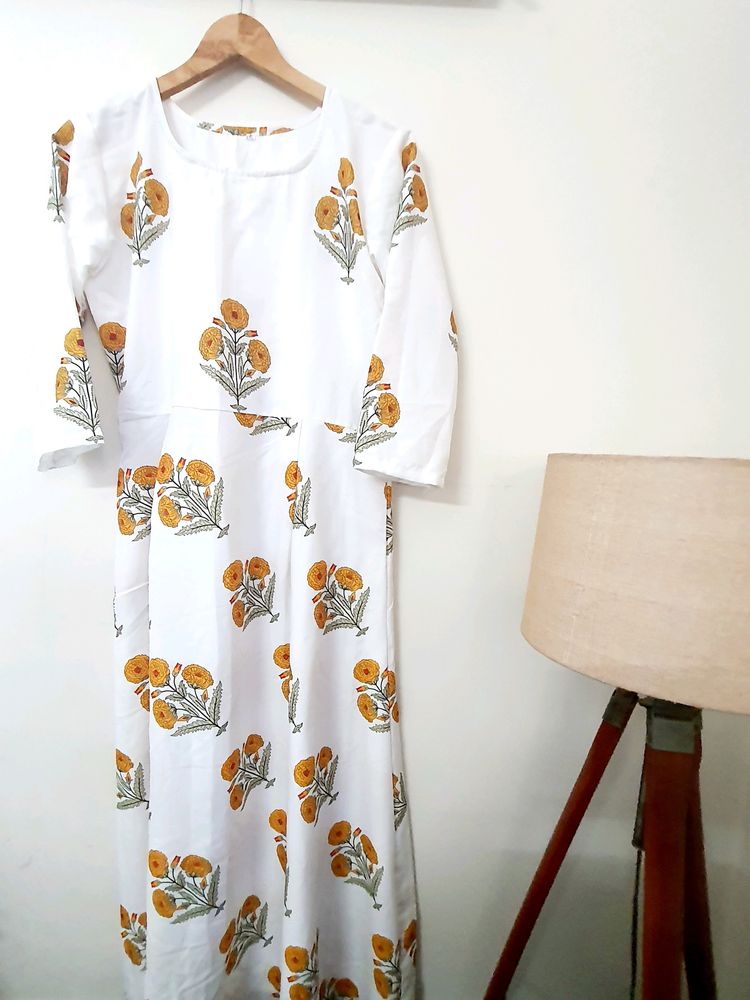 Stock Clearance Sale - White Frock With Yellow