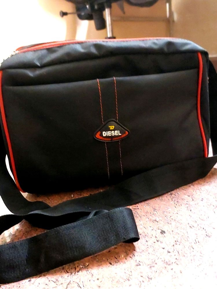 Office Sling BAG Men & Women- Black And Red Polyester