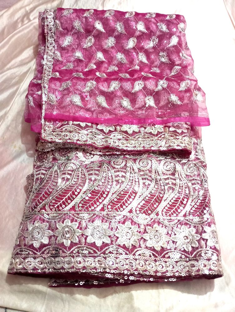 Pink Designer Heavy Work Saree (Women)